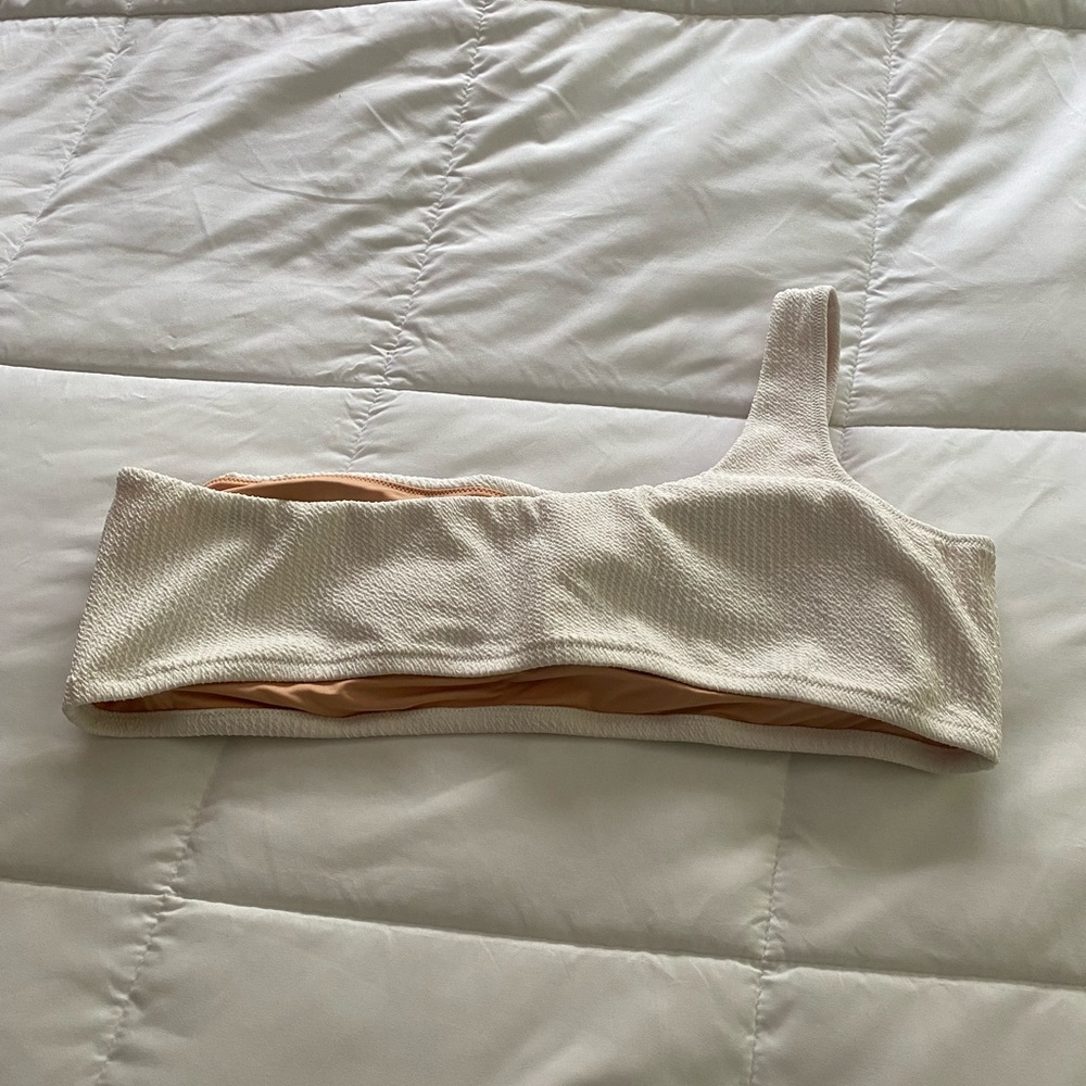 NWT J.CREW white textured one shoulder bikini bathing suit top size 3x - Picture 2 of 9